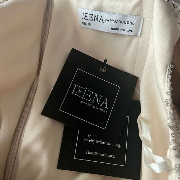 Mac Duggal IEENA One-Shoulder Ruched Sequined Gown. NWT, Size 12 - Picture 9 of 10